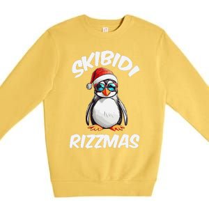 Skibid.I Rizzmas Funny Gen Alpha Slang Christmas Pengui Premium Crewneck Sweatshirt