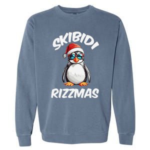 Skibid.I Rizzmas Funny Gen Alpha Slang Christmas Pengui Garment-Dyed Sweatshirt