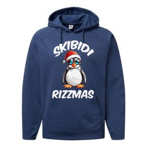 Skibid.I Rizzmas Funny Gen Alpha Slang Christmas Pengui Performance Fleece Hoodie