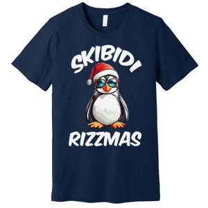 Skibid.I Rizzmas Funny Gen Alpha Slang Christmas Pengui Premium T-Shirt