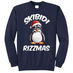 Skibid.I Rizzmas Funny Gen Alpha Slang Christmas Pengui Tall Sweatshirt