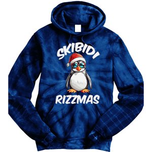 Skibid.I Rizzmas Funny Gen Alpha Slang Christmas Pengui Tie Dye Hoodie