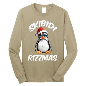 Skibid.I Rizzmas Funny Gen Alpha Slang Christmas Pengui Long Sleeve Shirt