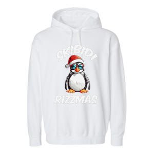 Skibid.I Rizzmas Funny Gen Alpha Slang Christmas Pengui Garment-Dyed Fleece Hoodie