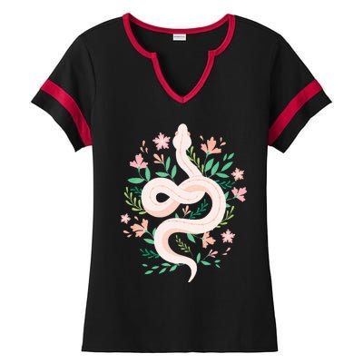 Snake Reptile Flowers Poisonous Python Cobra Animal Gift Ladies Halftime Notch Neck Tee