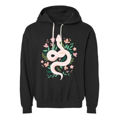 Snake Reptile Flowers Poisonous Python Cobra Animal Gift Garment-Dyed Fleece Hoodie