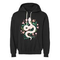 Snake Reptile Flowers Poisonous Python Cobra Animal Gift Garment-Dyed Fleece Hoodie