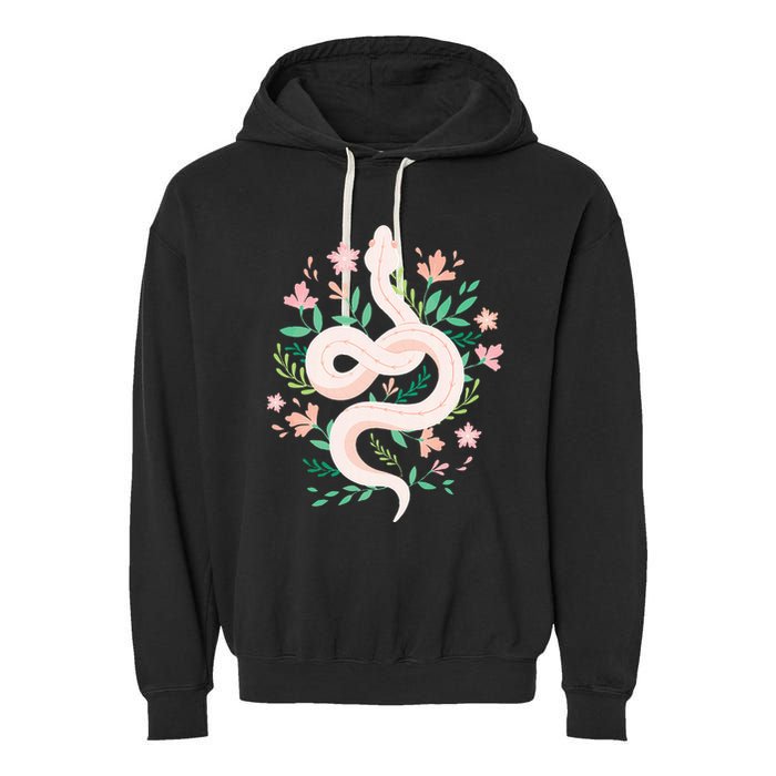 Snake Reptile Flowers Poisonous Python Cobra Animal Gift Garment-Dyed Fleece Hoodie