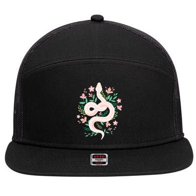 Snake Reptile Flowers Poisonous Python Cobra Animal Gift 7 Panel Mesh Trucker Snapback Hat