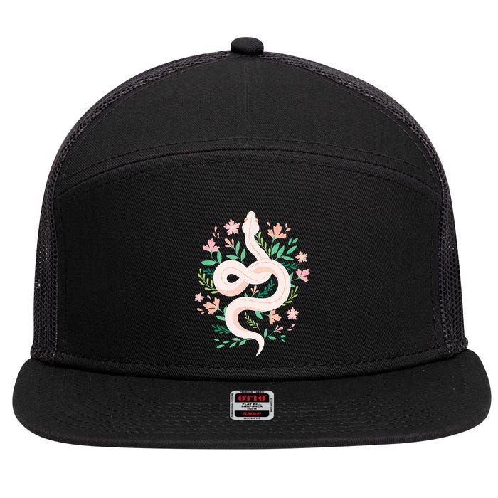 Snake Reptile Flowers Poisonous Python Cobra Animal Gift 7 Panel Mesh Trucker Snapback Hat