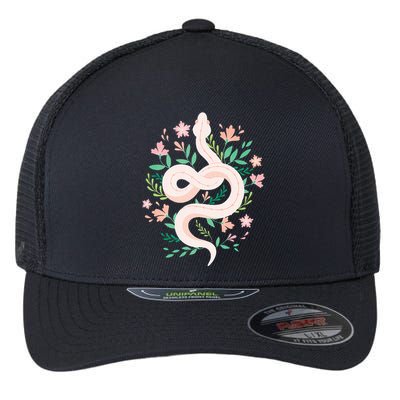 Snake Reptile Flowers Poisonous Python Cobra Animal Gift Flexfit Unipanel Trucker Cap