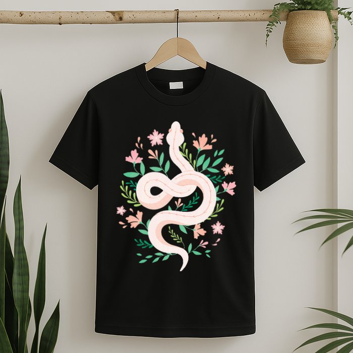 Snake Reptile Flowers Poisonous Python Cobra Animal Gift T-Shirt