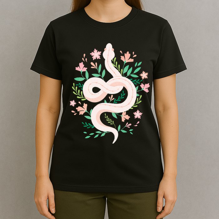 Snake Reptile Flowers Poisonous Python Cobra Animal Gift T-Shirt