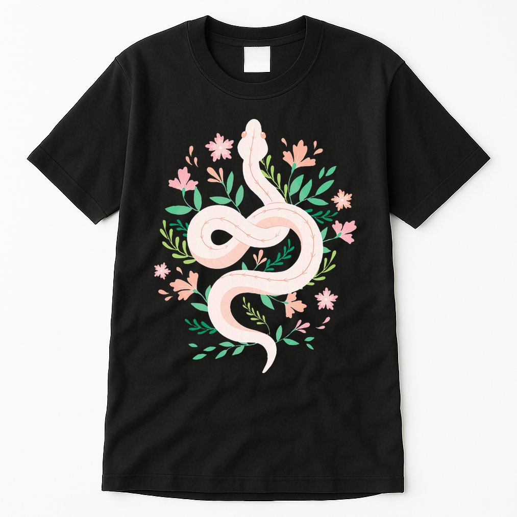 Snake Reptile Flowers Poisonous Python Cobra Animal Gift Tall T-Shirt