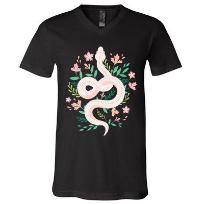 Snake Reptile Flowers Poisonous Python Cobra Animal Gift V-Neck T-Shirt