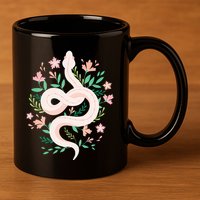 Snake Reptile Flowers Poisonous Python Cobra Animal Gift 11oz C Handle Ceramic Mug