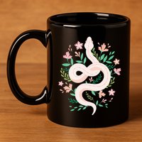 Snake Reptile Flowers Poisonous Python Cobra Animal Gift 11oz C Handle Ceramic Mug