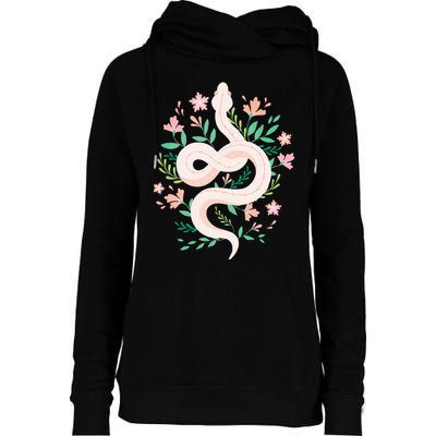 Snake Reptile Flowers Poisonous Python Cobra Animal Gift Womens Funnel Neck Pullover Hood