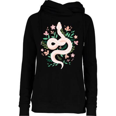 Snake Reptile Flowers Poisonous Python Cobra Animal Gift Womens Funnel Neck Pullover Hood