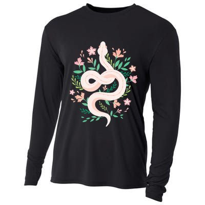 Snake Reptile Flowers Poisonous Python Cobra Animal Gift Cooling Performance Long Sleeve Crew