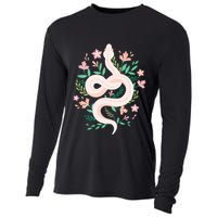 Snake Reptile Flowers Poisonous Python Cobra Animal Gift Cooling Performance Long Sleeve Crew