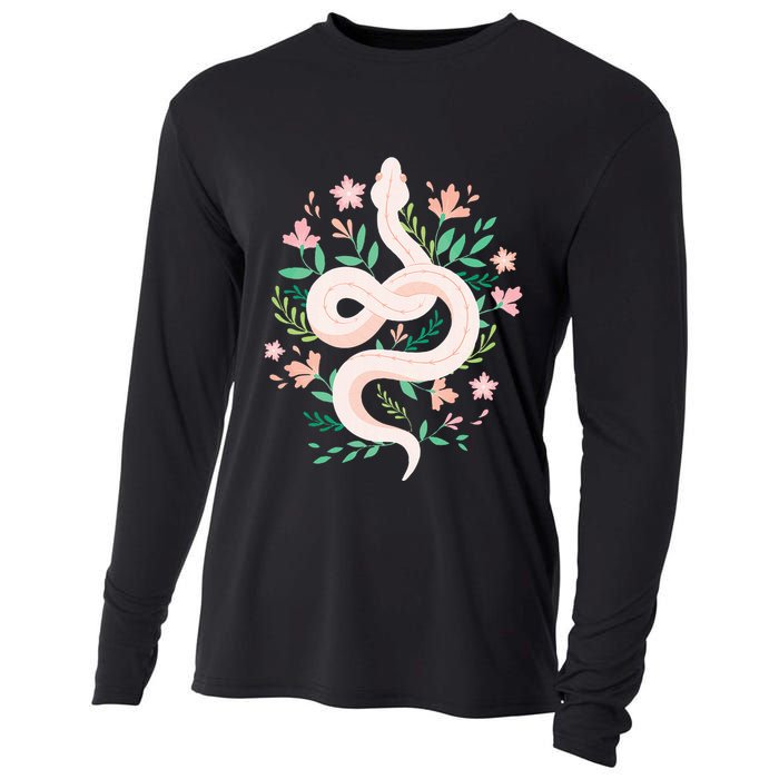 Snake Reptile Flowers Poisonous Python Cobra Animal Gift Cooling Performance Long Sleeve Crew