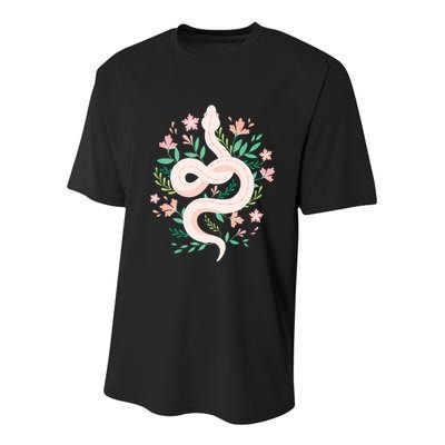 Snake Reptile Flowers Poisonous Python Cobra Animal Gift Youth Performance Sprint T-Shirt