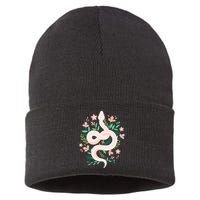 Snake Reptile Flowers Poisonous Python Cobra Animal Gift Sustainable Knit Beanie