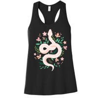 Snake Reptile Flowers Poisonous Python Cobra Animal Gift Women's Racerback Tank