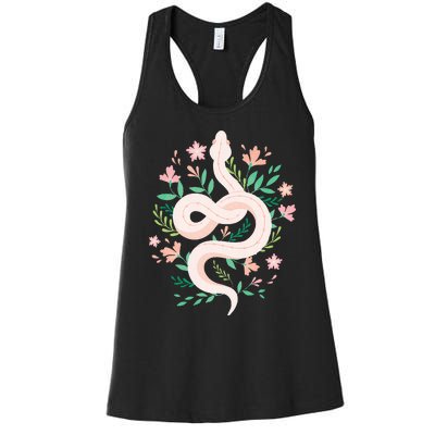 Snake Reptile Flowers Poisonous Python Cobra Animal Gift Women's Racerback Tank