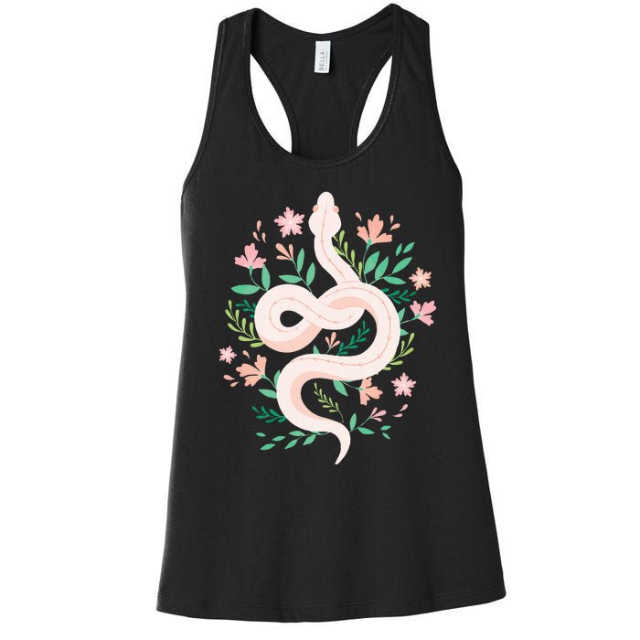 Snake Reptile Flowers Poisonous Python Cobra Animal Gift Women's Racerback Tank