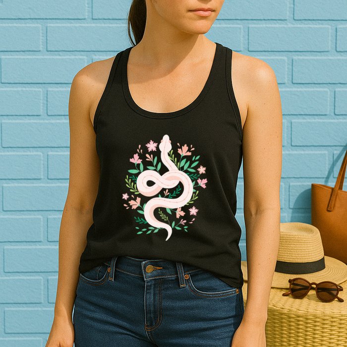 Snake Reptile Flowers Poisonous Python Cobra Animal Gift Womens Tank Top