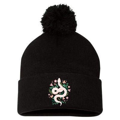 Snake Reptile Flowers Poisonous Python Cobra Animal Gift Pom Pom 12in Knit Beanie