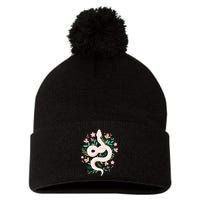 Snake Reptile Flowers Poisonous Python Cobra Animal Gift Pom Pom 12in Knit Beanie