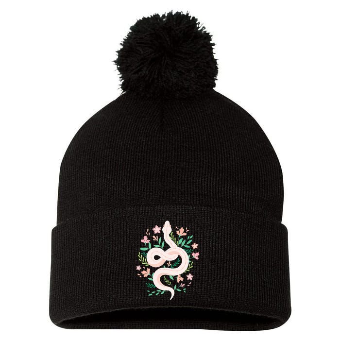 Snake Reptile Flowers Poisonous Python Cobra Animal Gift Pom Pom 12in Knit Beanie