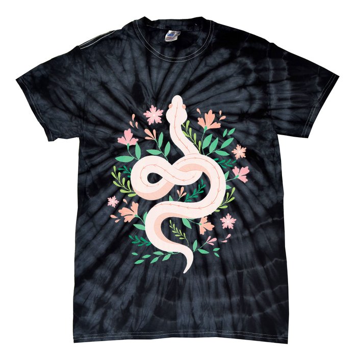 Snake Reptile Flowers Poisonous Python Cobra Animal Gift Tie-Dye T-Shirt