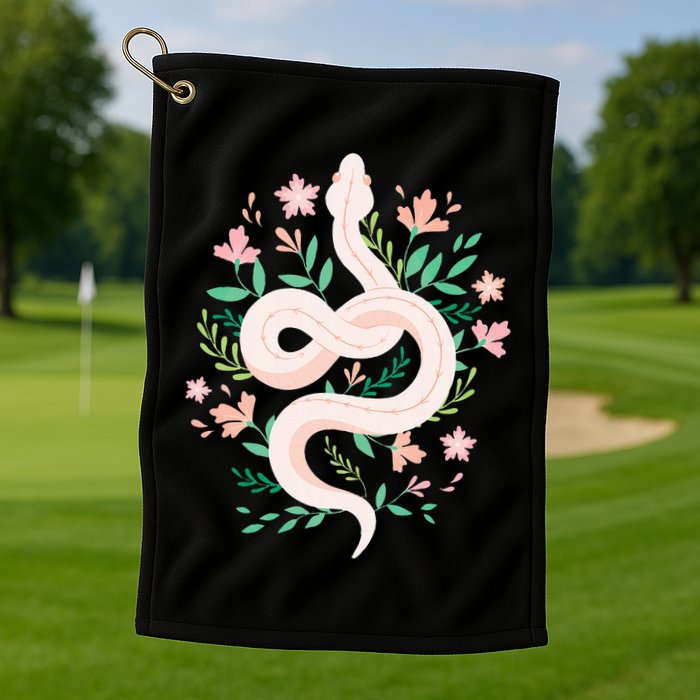 Snake Reptile Flowers Poisonous Python Cobra Animal Gift Golf Towel