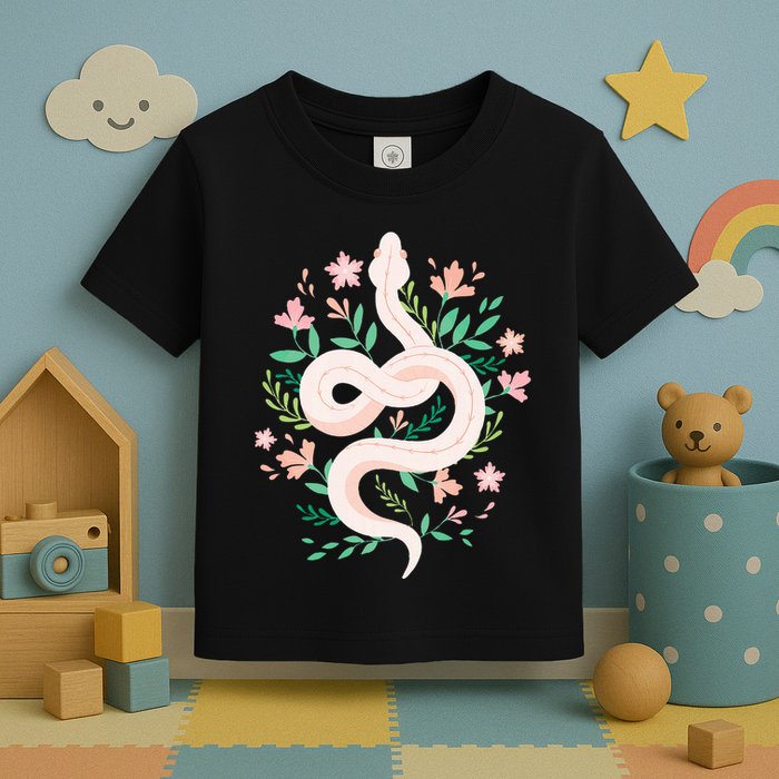 Snake Reptile Flowers Poisonous Python Cobra Animal Gift Toddler T-Shirt