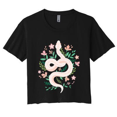 Snake Reptile Flowers Poisonous Python Cobra Animal Gift Crop Top