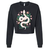 Snake Reptile Flowers Poisonous Python Cobra Animal Gift Cropped Pullover Crew