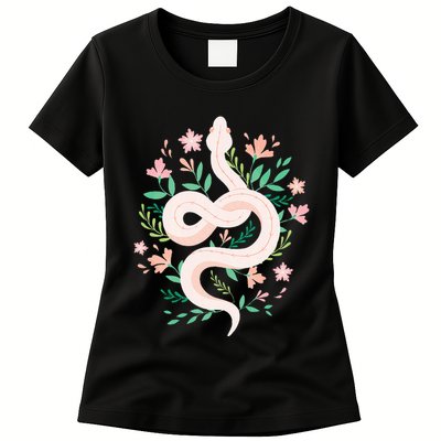 Snake Reptile Flowers Poisonous Python Cobra Animal Gift Womens T-Shirt