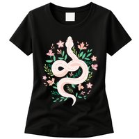 Snake Reptile Flowers Poisonous Python Cobra Animal Gift Womens T-Shirt