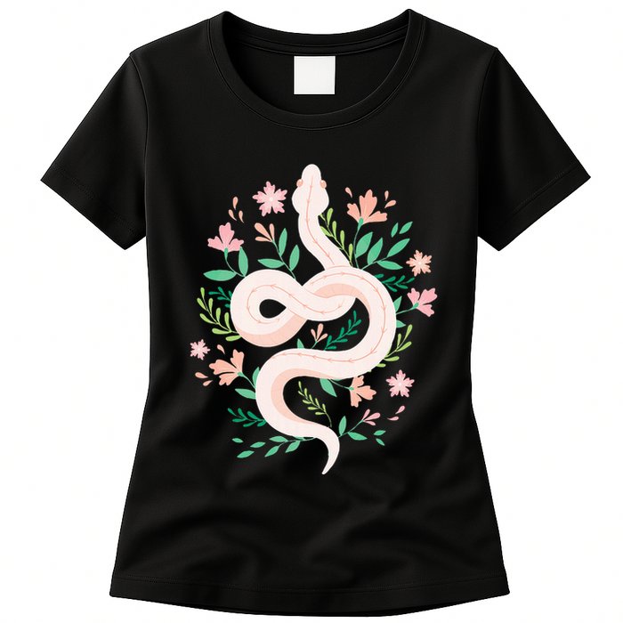 Snake Reptile Flowers Poisonous Python Cobra Animal Gift Womens T-Shirt
