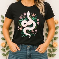 Snake Reptile Flowers Poisonous Python Cobra Animal Gift Womens T-Shirt
