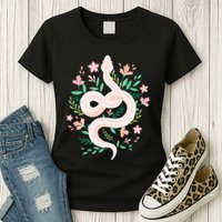 Snake Reptile Flowers Poisonous Python Cobra Animal Gift Womens T-Shirt