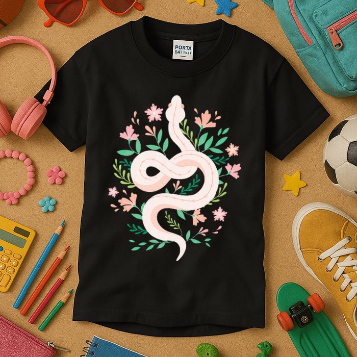 Snake Reptile Flowers Poisonous Python Cobra Animal Gift Kids T-Shirt