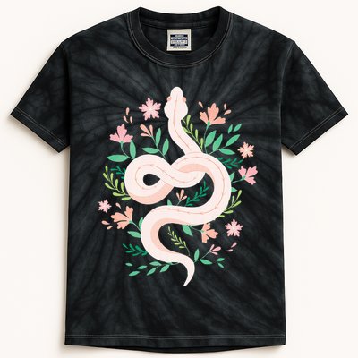 Snake Reptile Flowers Poisonous Python Cobra Animal Gift Kids Tie-Dye T-Shirt