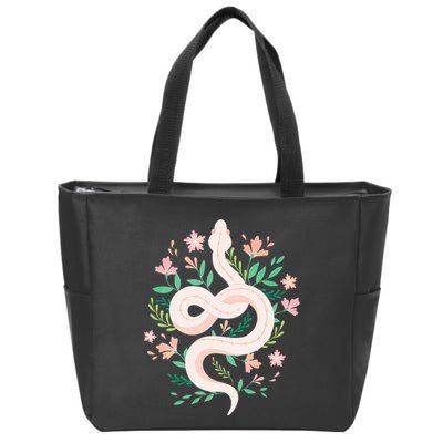Snake Reptile Flowers Poisonous Python Cobra Animal Gift Zip Tote Bag