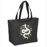 Snake Reptile Flowers Poisonous Python Cobra Animal Gift Zip Tote Bag