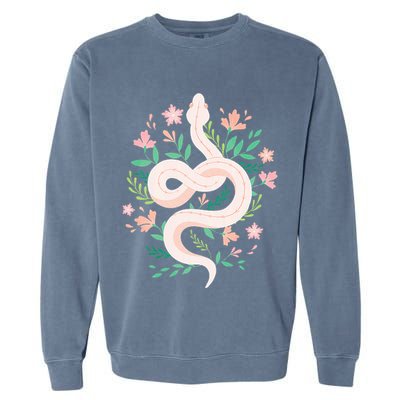 Snake Reptile Flowers Poisonous Python Cobra Animal Gift Garment-Dyed Sweatshirt